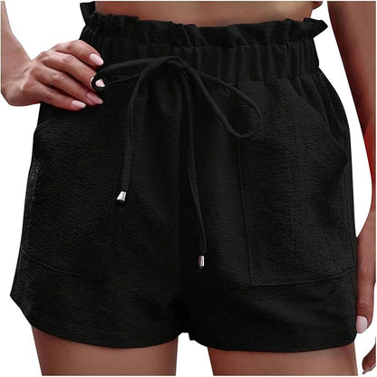 Knot Front Paperbag Waist Shorts