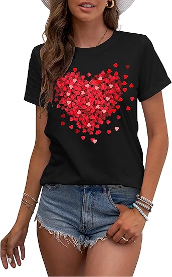 Heart Print Short Sleeve T-Shirt