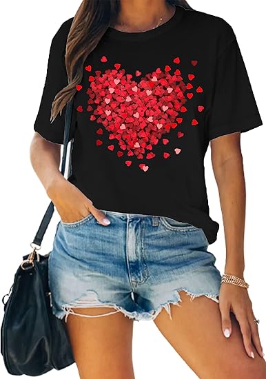 Heart Print Short Sleeve T-Shirt