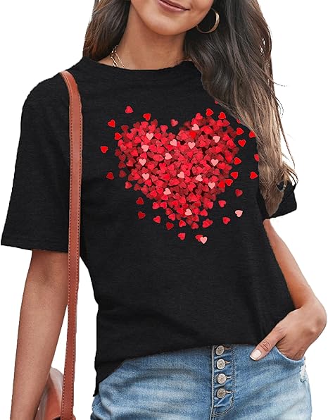 Heart Print Short Sleeve T-Shirt