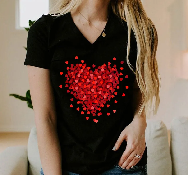 Heart Print Short Sleeve T-Shirt